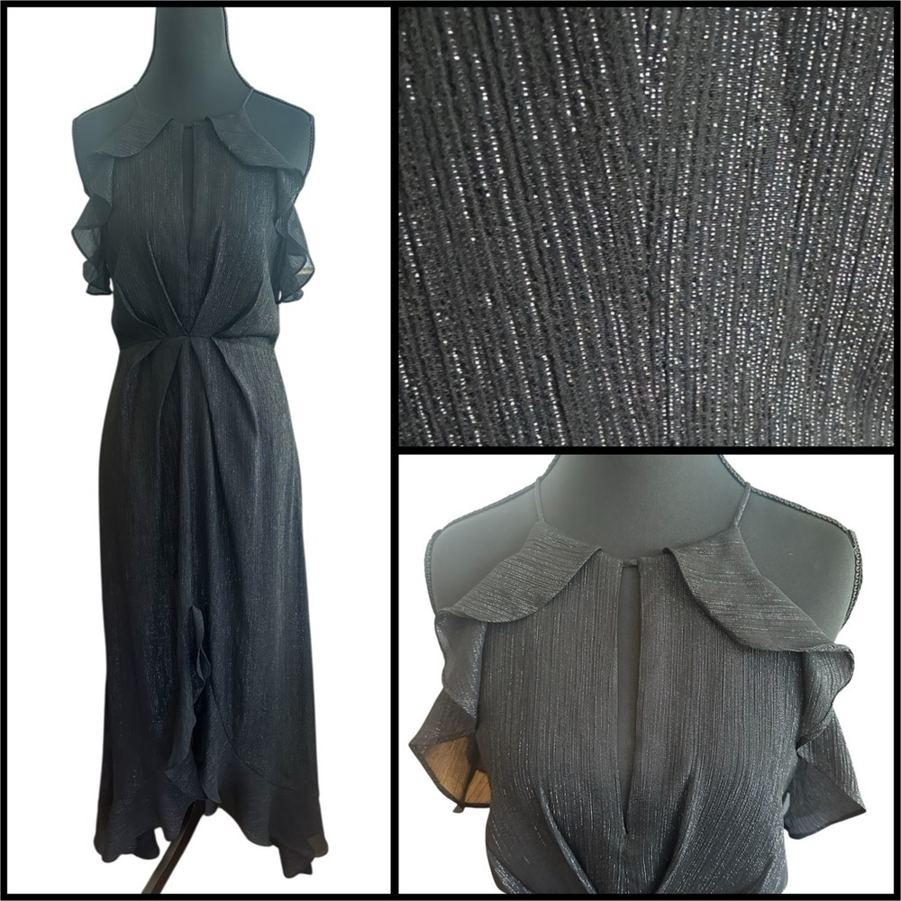 ASTR Shimmering Black High Low Feminine Halter Dress
